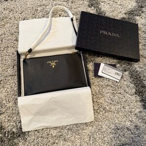Prada Saffiano Leather Wrist Pouch